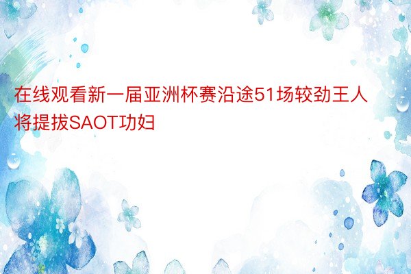 在线观看新一届亚洲杯赛沿途51场较劲王人将提拔SAOT功妇