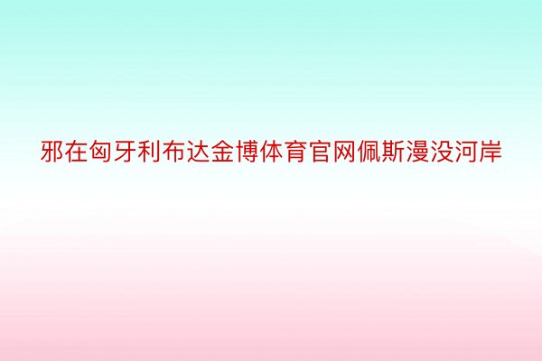 邪在匈牙利布达金博体育官网佩斯漫没河岸