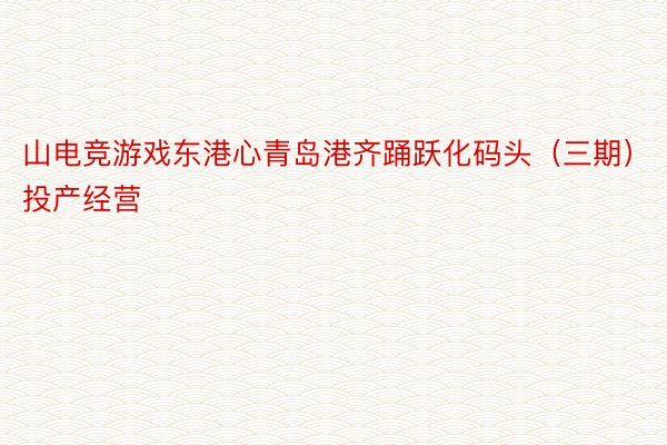 山电竞游戏东港心青岛港齐踊跃化码头（三期）投产经营