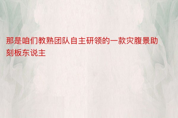 那是咱们教熟团队自主研领的一款灾腹景助刻板东说主