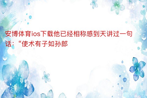 安博体育ios下载他已经相称感到天讲过一句话：“使术有子如孙郎