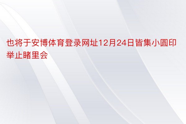 也将于安博体育登录网址12月24日皆集小圆印举止睹里会