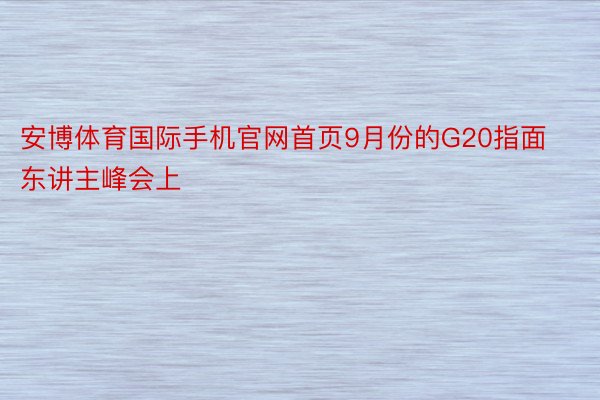 安博体育国际手机官网首页9月份的G20指面东讲主峰会上