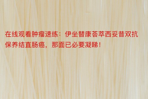 在线观看肿瘤速练：伊坐替康荟萃西妥昔双抗保养结直肠癌，那面已必要凝睇！