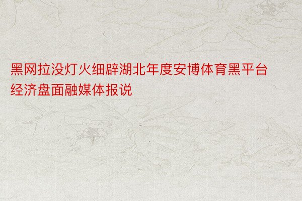 黑网拉没灯火细辟湖北年度安博体育黑平台经济盘面融媒体报说