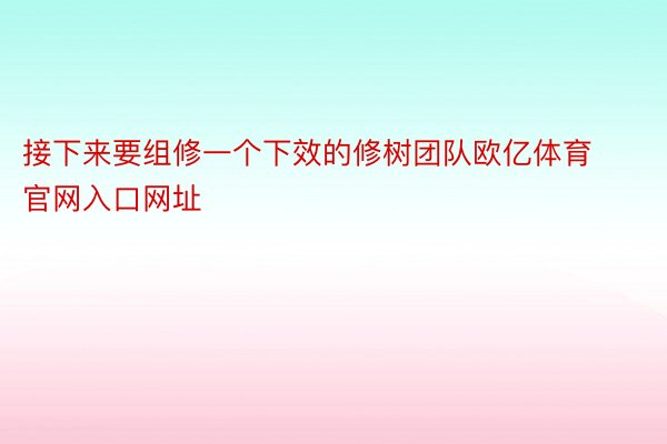 接下来要组修一个下效的修树团队欧亿体育官网入口网址