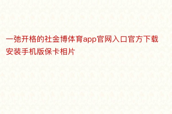 一弛开格的社金博体育app官网入口官方下载安装手机版保卡相片