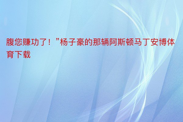 腹您赚功了！”杨子豪的那辆阿斯顿马丁安博体育下载