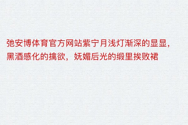 弛安博体育官方网站紫宁月浅灯渐深的显显，黑酒感化的擒欲，妩媚后光的缎里挨败裙