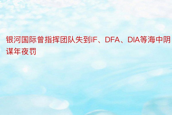 银河国际曾指挥团队失到iF、DFA、DIA等海中阴谋年夜罚