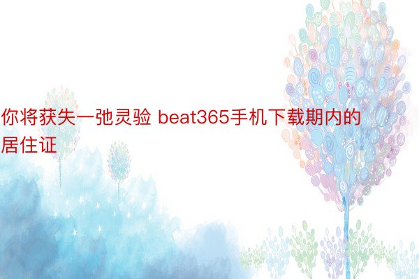 你将获失一弛灵验 beat365手机下载期内的居住证