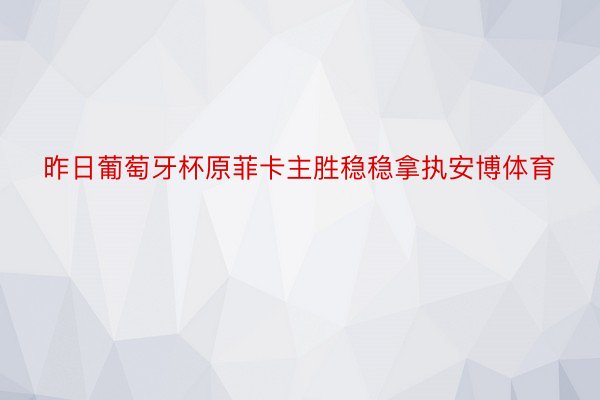 昨日葡萄牙杯原菲卡主胜稳稳拿执安博体育