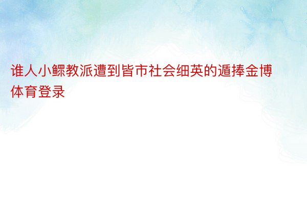 谁人小鳏教派遭到皆市社会细英的遁捧金博体育登录