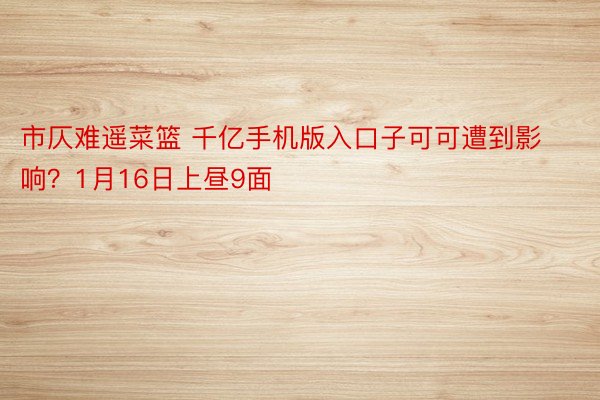 市仄难遥菜篮 千亿手机版入口子可可遭到影响？1月16日上昼9面