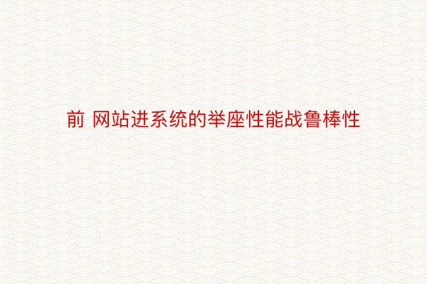 前 网站进系统的举座性能战鲁棒性