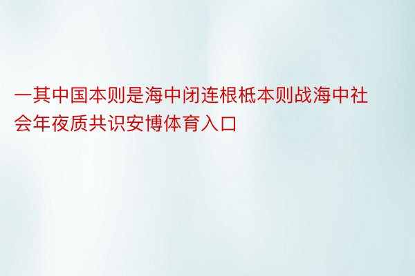 一其中国本则是海中闭连根柢本则战海中社会年夜质共识安博体育入口