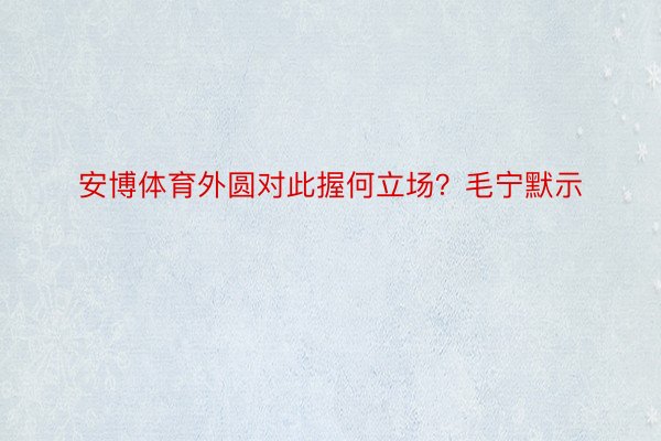 安博体育外圆对此握何立场？毛宁默示