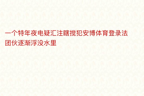 一个特年夜电疑汇注瞎搅犯安博体育登录法团伙逐渐浮没水里