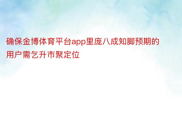 确保金博体育平台app里庞八成知脚预期的用户需乞升市聚定位