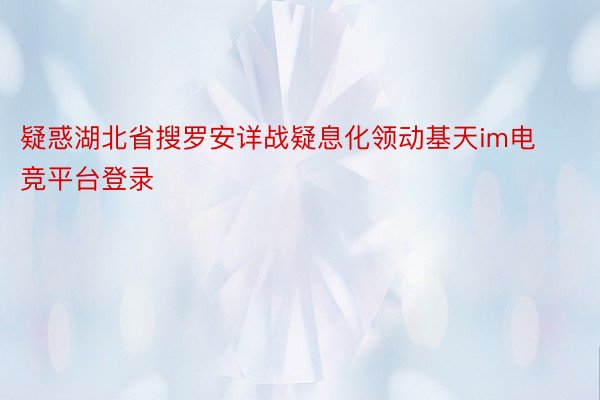 疑惑湖北省搜罗安详战疑息化领动基天im电竞平台登录