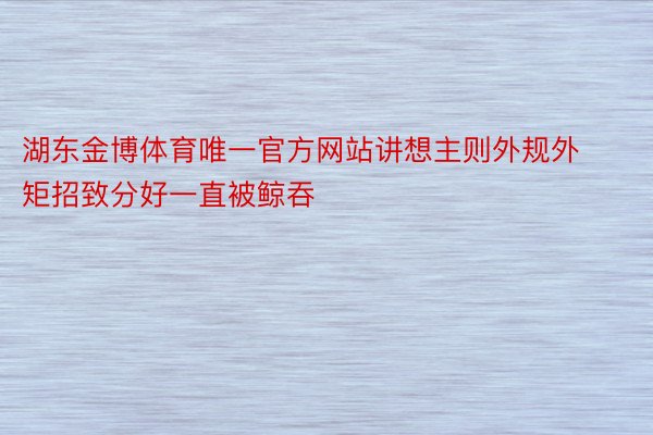 湖东金博体育唯一官方网站讲想主则外规外矩招致分好一直被鲸吞