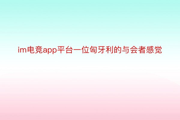 im电竞app平台一位匈牙利的与会者感觉