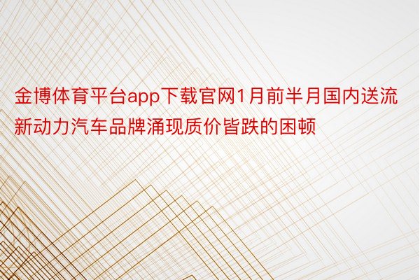 金博体育平台app下载官网1月前半月国内送流新动力汽车品牌涌现质价皆跌的困顿