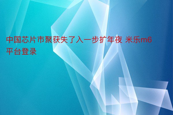 中国芯片市聚获失了入一步扩年夜 米乐m6平台登录