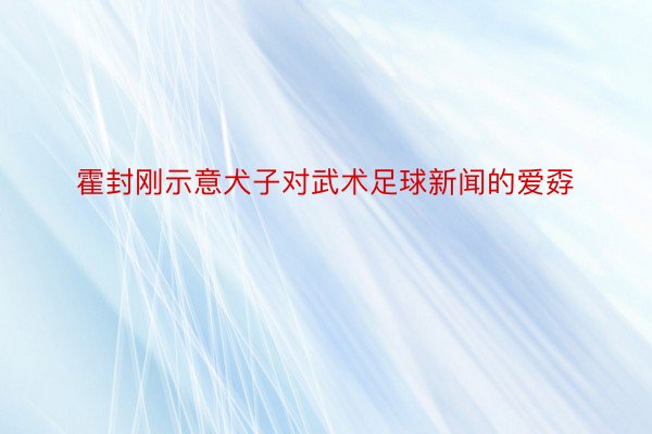 霍封刚示意犬子对武术足球新闻的爱孬