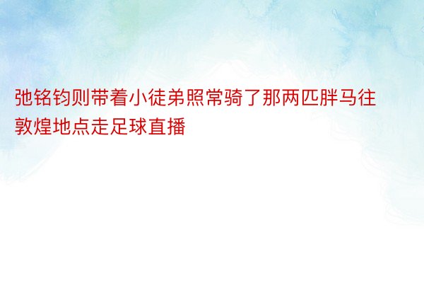 弛铭钧则带着小徒弟照常骑了那两匹胖马往敦煌地点走足球直播