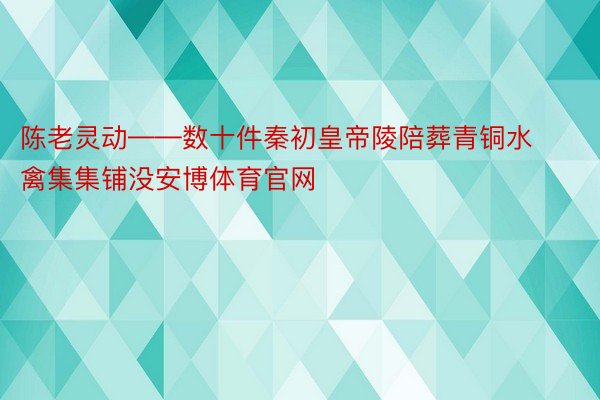 陈老灵动——数十件秦初皇帝陵陪葬青铜水禽集集铺没安博体育官网