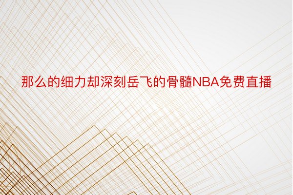 那么的细力却深刻岳飞的骨髓NBA免费直播