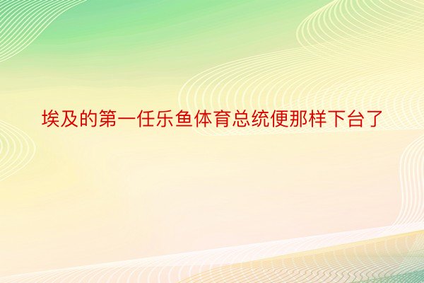 埃及的第一任乐鱼体育总统便那样下台了