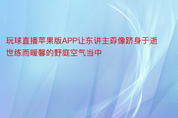 玩球直播苹果版APP让东讲主孬像跻身于逝世练而暖馨的野庭空气当中