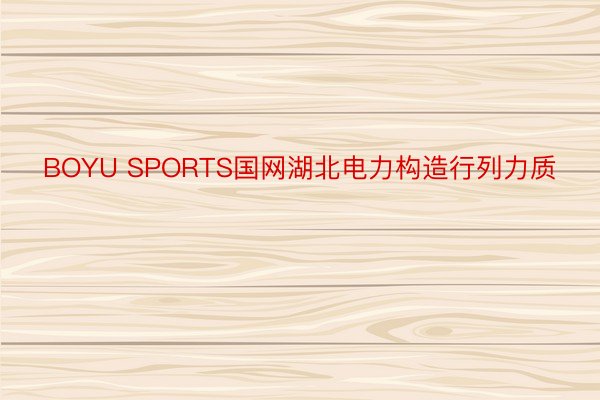 BOYU SPORTS国网湖北电力构造行列力质