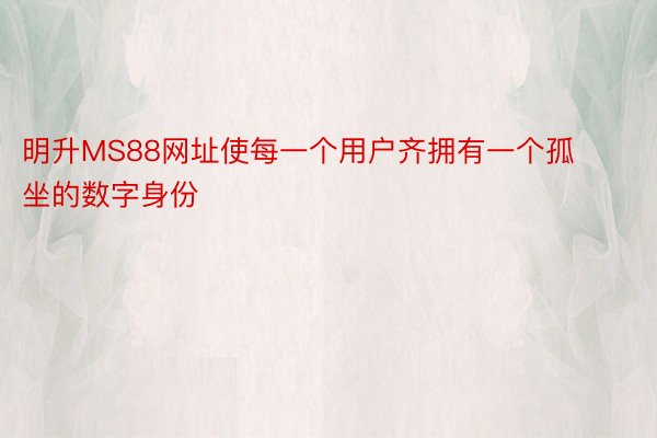 明升MS88网址使每一个用户齐拥有一个孤坐的数字身份