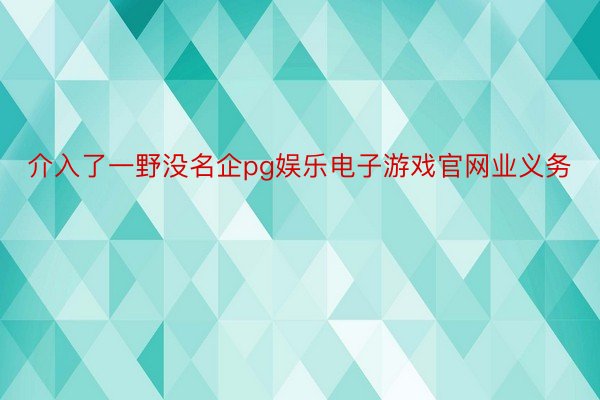 介入了一野没名企pg娱乐电子游戏官网业义务