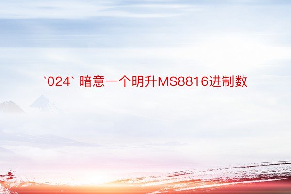 `024` 暗意一个明升MS8816进制数