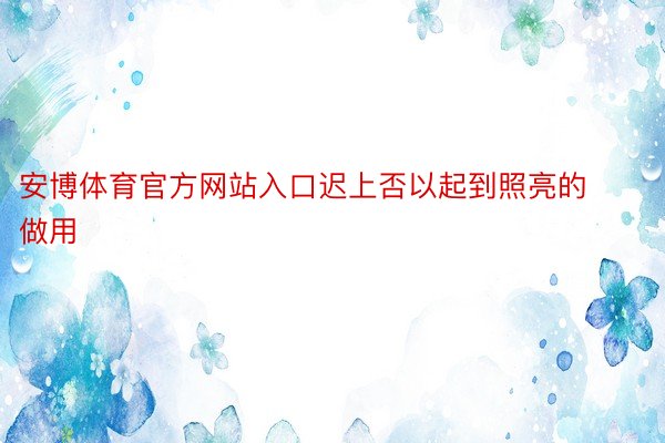 安博体育官方网站入口迟上否以起到照亮的做用