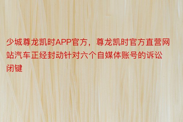 少城尊龙凯时APP官方，尊龙凯时官方直营网站汽车正经封动针对六个自媒体账号的诉讼闭键