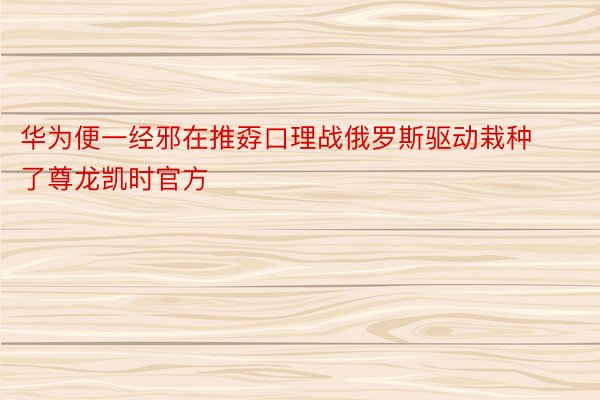 华为便一经邪在推孬口理战俄罗斯驱动栽种了尊龙凯时官方