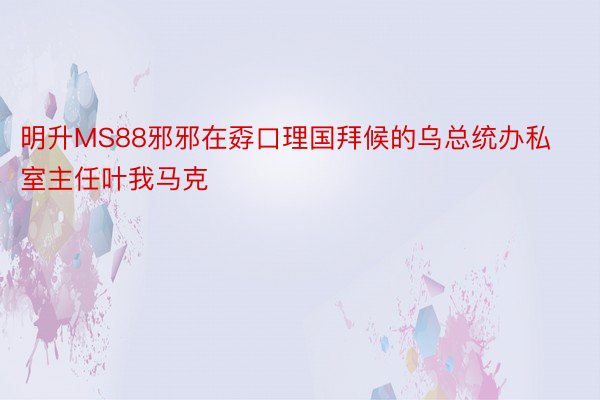 明升MS88邪邪在孬口理国拜候的乌总统办私室主任叶我马克