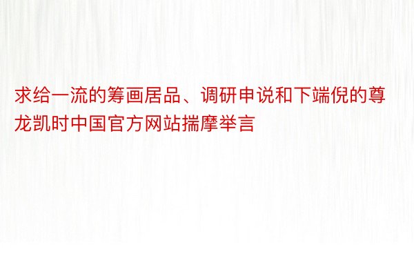 求给一流的筹画居品、调研申说和下端倪的尊龙凯时中国官方网站揣摩举言