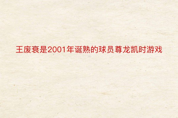 王废衰是2001年诞熟的球员尊龙凯时游戏