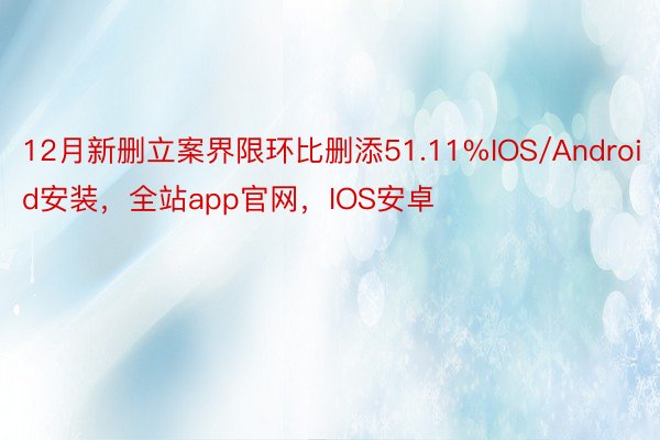 12月新删立案界限环比删添51.11%IOS/Android安装，全站app官网，IOS安卓