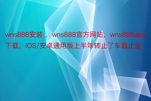 wns888安装 ，wns888官方网站，wns888app下载，IOS/安卓通用版上半年转止了车载止业