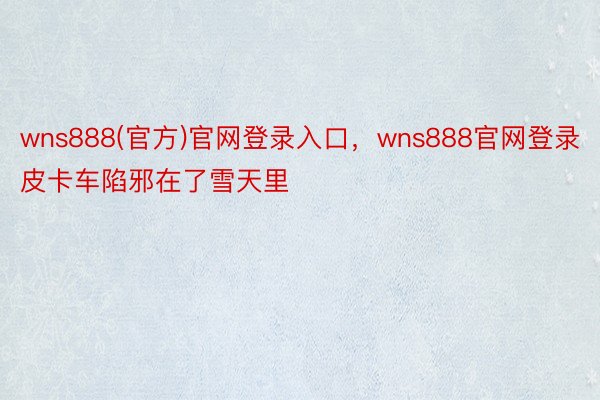 wns888(官方)官网登录入口，wns888官网登录皮卡车陷邪在了雪天里