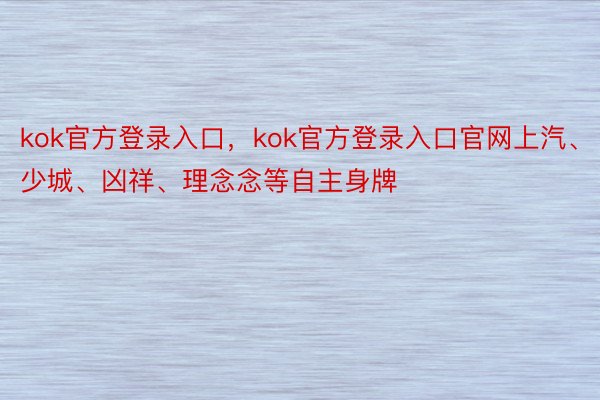 kok官方登录入口，kok官方登录入口官网上汽、少城、凶祥、理念念等自主身牌