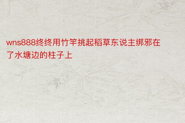 wns888终终用竹竿挑起稻草东说主绑邪在了水塘边的柱子上