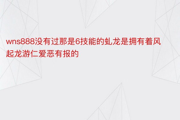 wns888没有过那是6技能的虬龙是拥有着风起龙游仁爱恶有报的